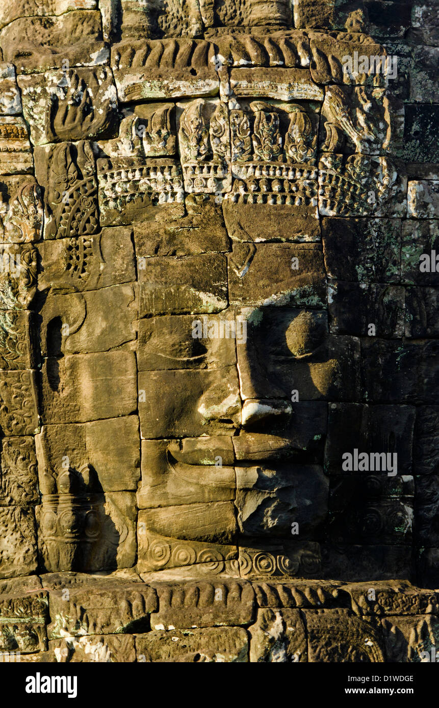 Stein-Gesicht am Bayon-Tempel, Ankor Wat, Kambodscha Stockfoto