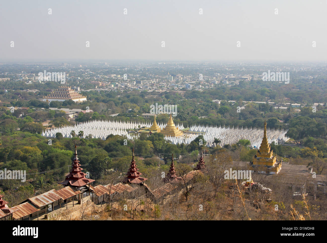 Vogelperspektive der Stadt Mandalay vom Mandalay Hill, Burma Stockfoto