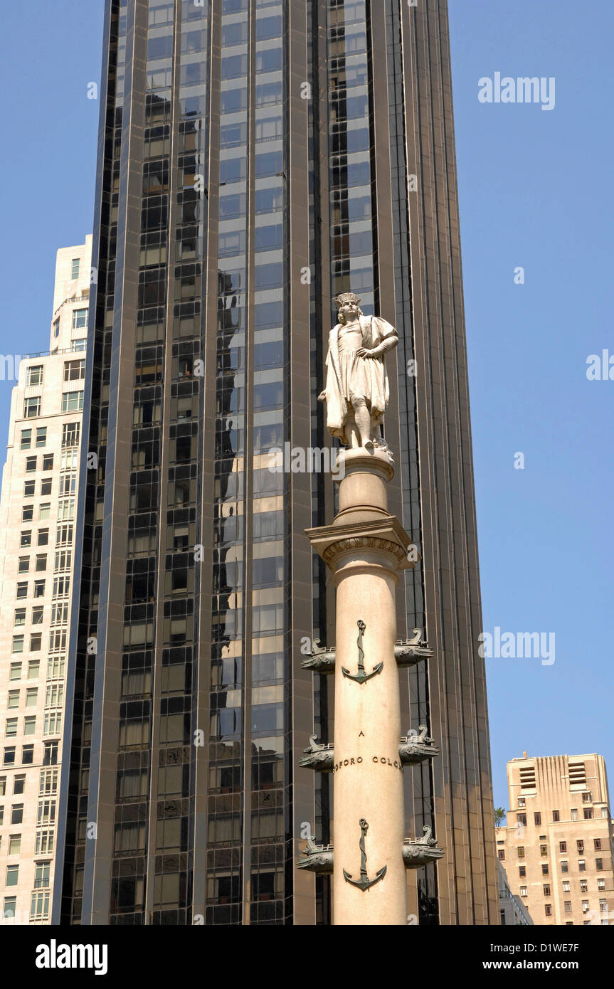 Christopher Columbus-Statue am Columbus Circle, New York City, USA. Stockfoto