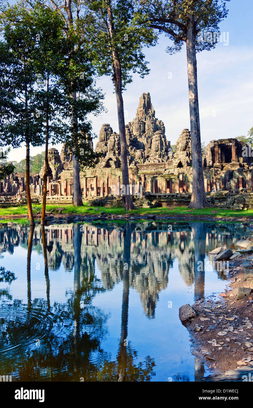 Reflexionen am Bayon-Tempel, Ankor Wat, Kambodscha Stockfoto