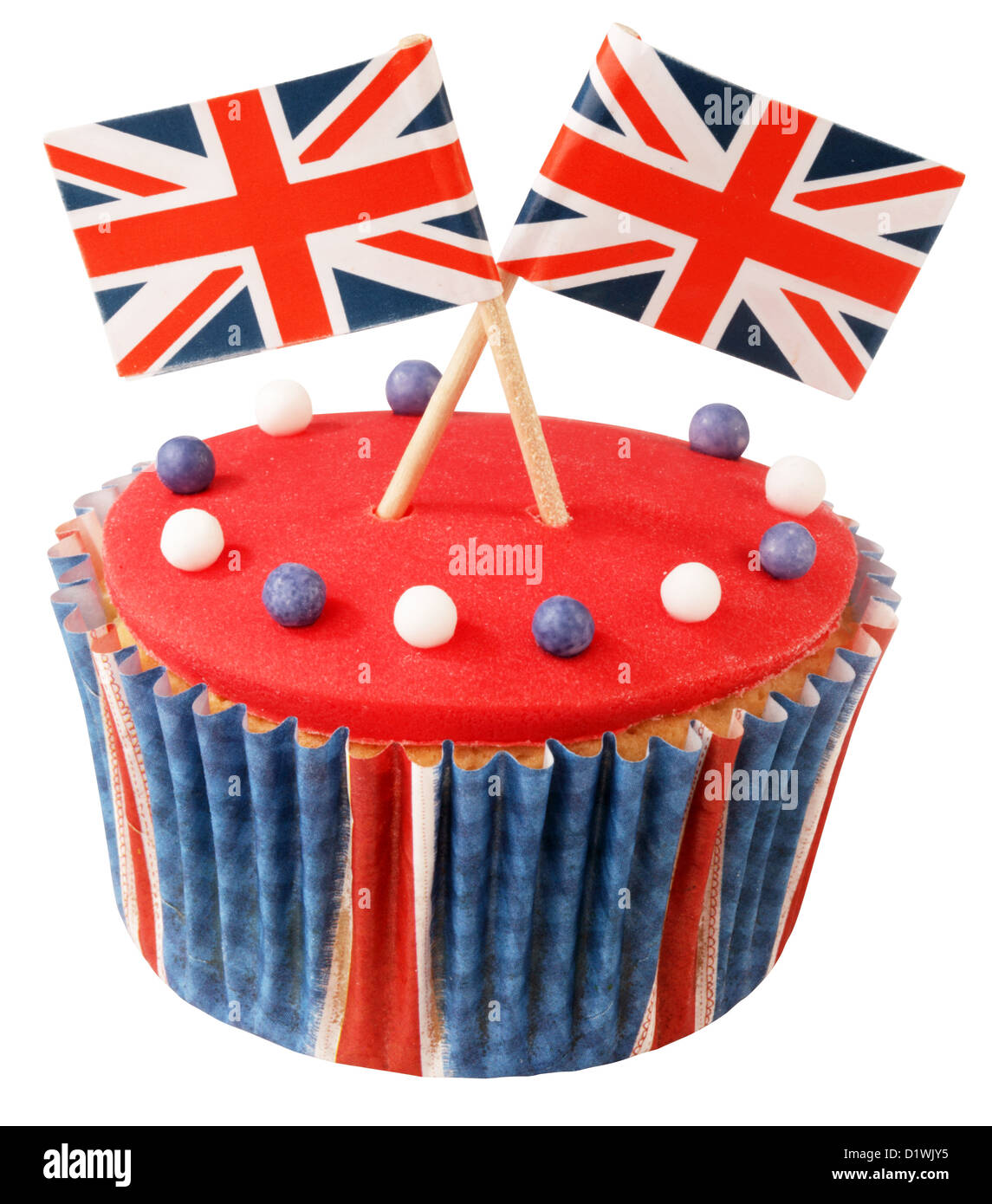 SCHNEIDEN SIE AUS BRITISCHEN FEIER CUPCAKE Stockfoto