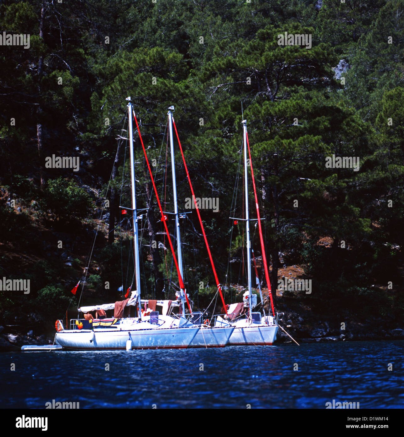 Ruhige Liegeplätze für Yachten von Flottille Segelurlaub, Türkei Stockfoto