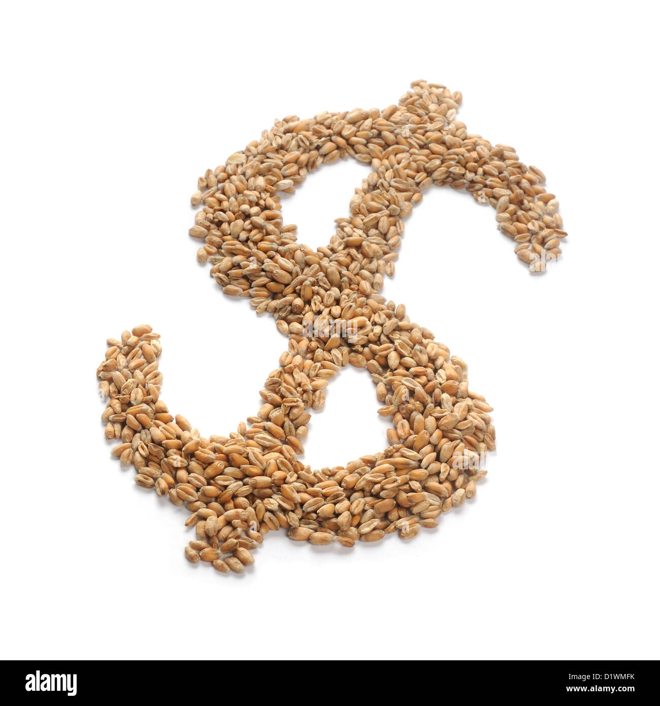 Weizenkörner in Form von Dollar-Zeichen Stockfoto