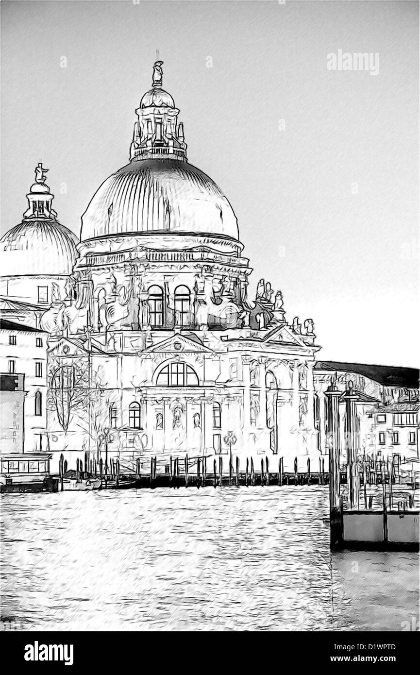 Skizze der Basilika Di Santa Maria della Salute Stockfoto