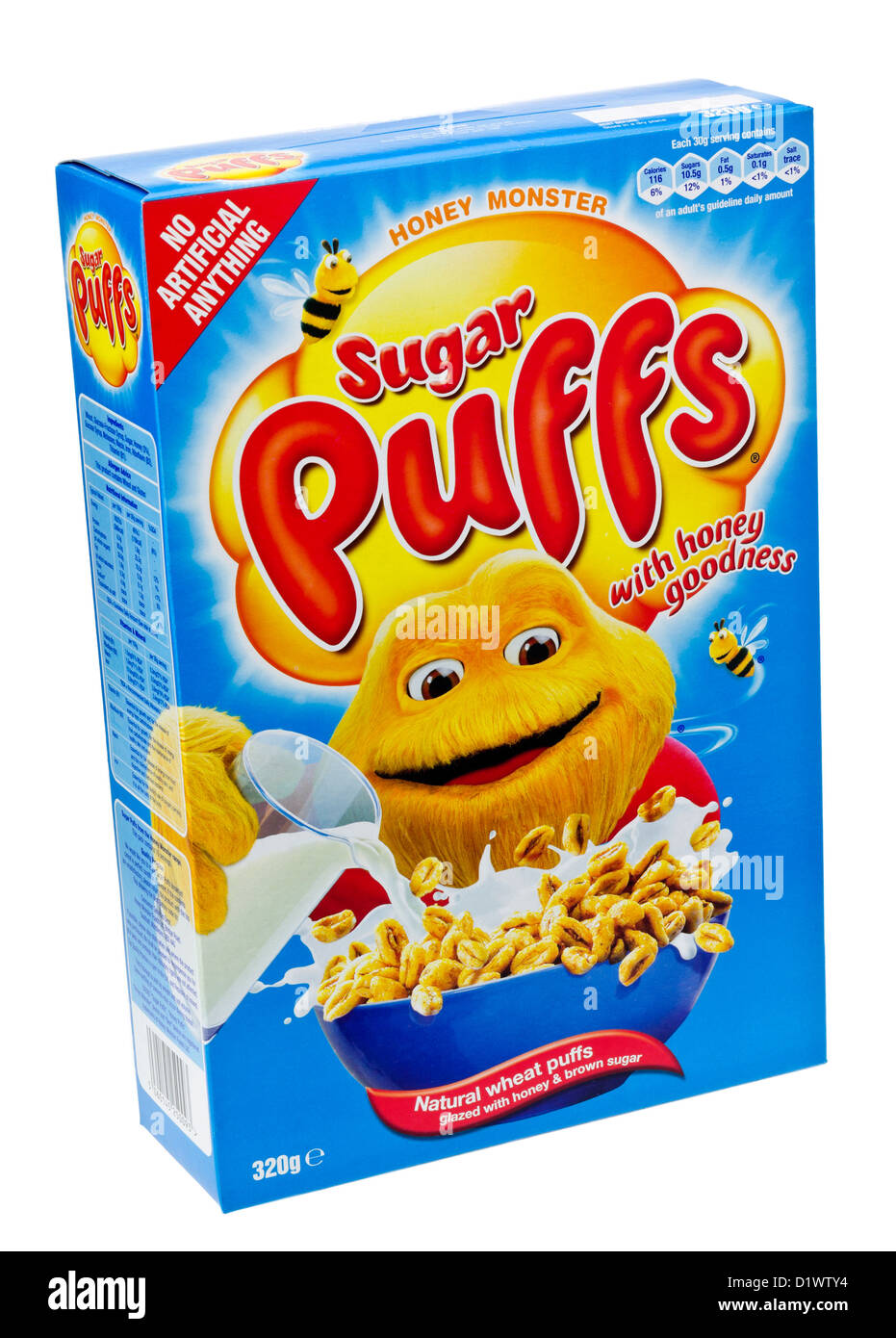 Box mit Sugar Puffs Frühstücks-Cerealien. Stockfoto