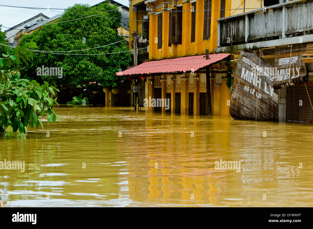 Überflutete Straße, Hoi an, Vietnam Stockfoto
