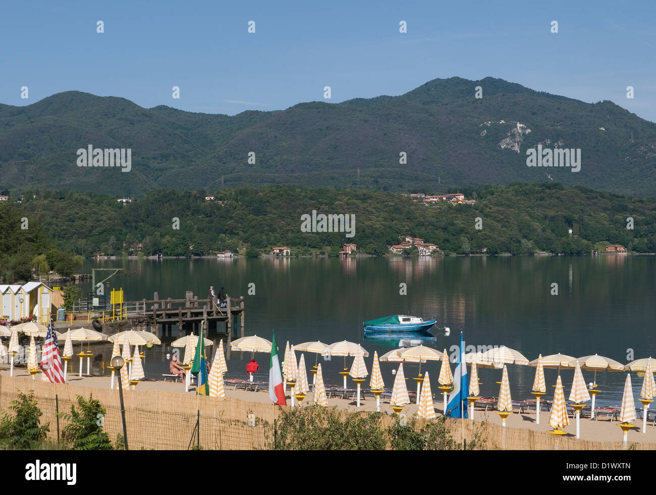 kleiner Strand am Lago d ' Orta, Piemont, Italien Stockfoto