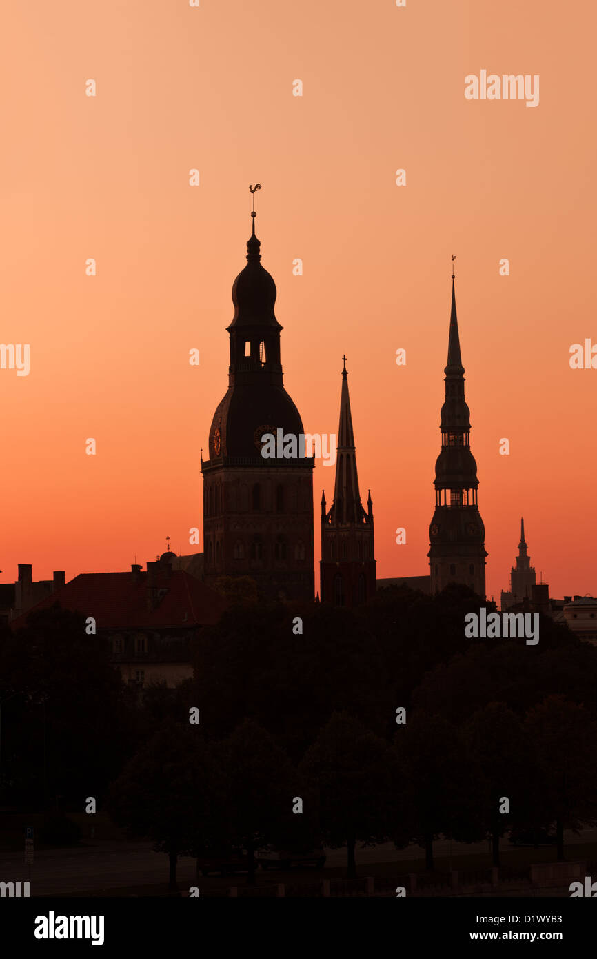 Silhouette von Riga, Lettland. Porträt. Stockfoto