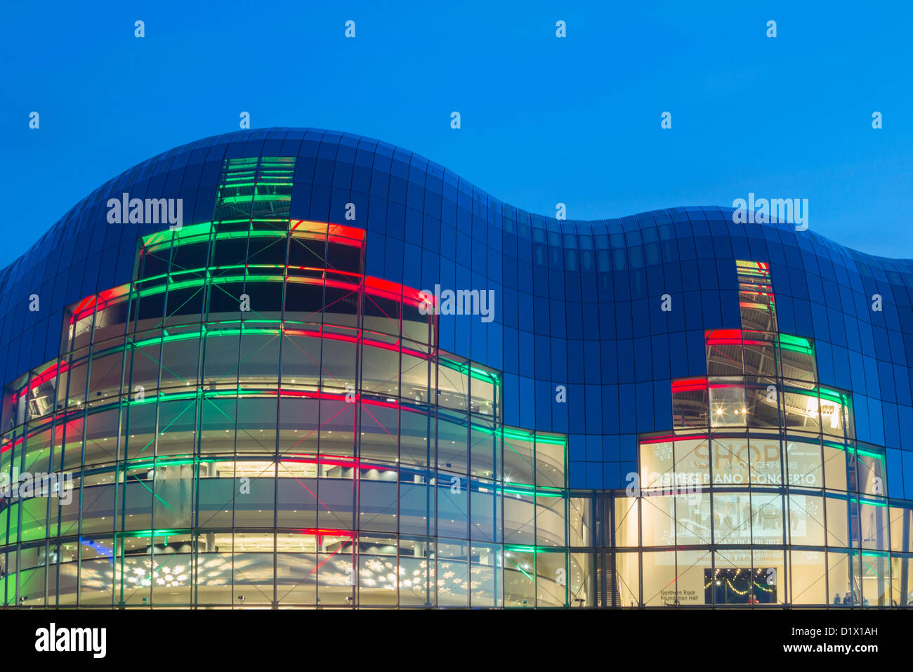 Blick auf die Sage Gateshead vom Kai in Newcastle Upon Tyne, England, Vereinigtes Königreich Stockfoto