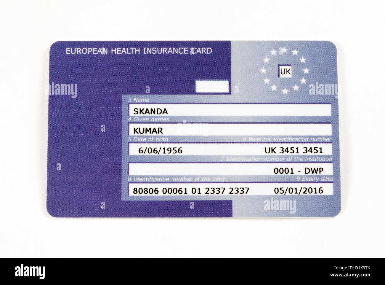 E111 European Health insurance Card, EHIC, 2013 Stockfoto