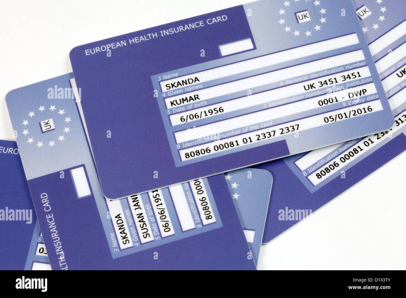 Europäische Krankenversicherungskarte oder E111-Karte, im Vereinigten Königreich Stockfoto