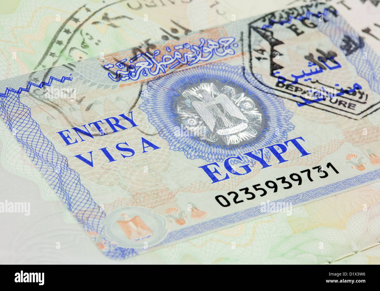 Ägypten Einreisevisum für Urlaubsreisen, in einem UK-Reisepass. Stockfoto