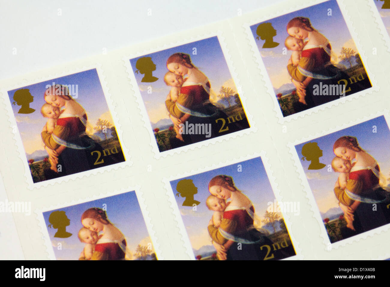 UK 2. Klasse zweiter Klasse Weihnachtsmarken, 2012 Stockfoto