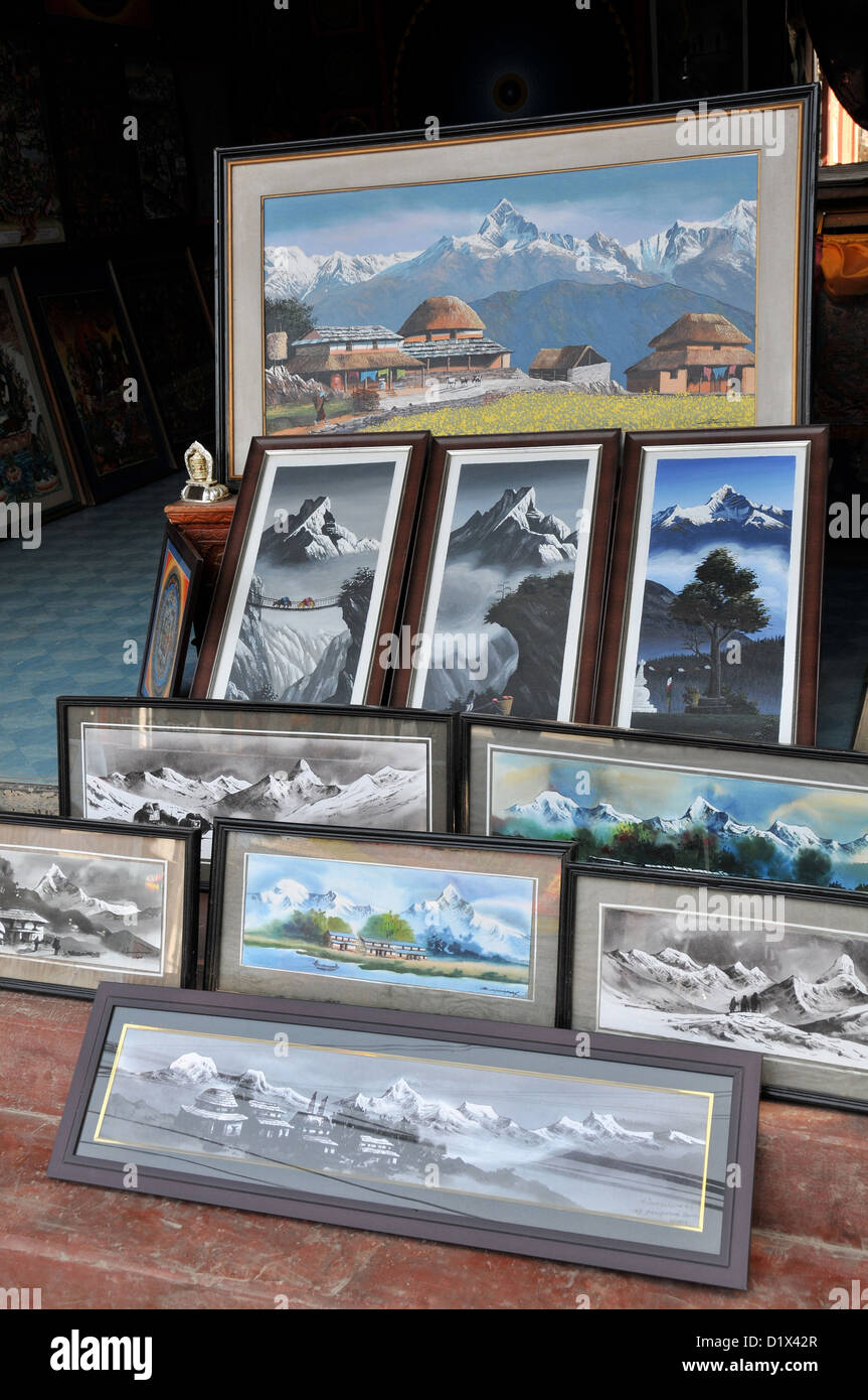 Malerei-Kunst-Galerie Pokhara, Nepal Stockfoto