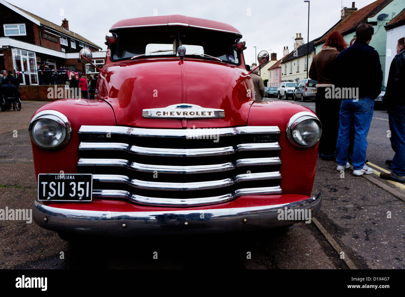 Ein Chevrolet, Teilnahme an Brass Monkey Run 2012 von Brandon in Suffolk, Wells-Next-the-Sea in Norfolk (im Foto). Stockfoto
