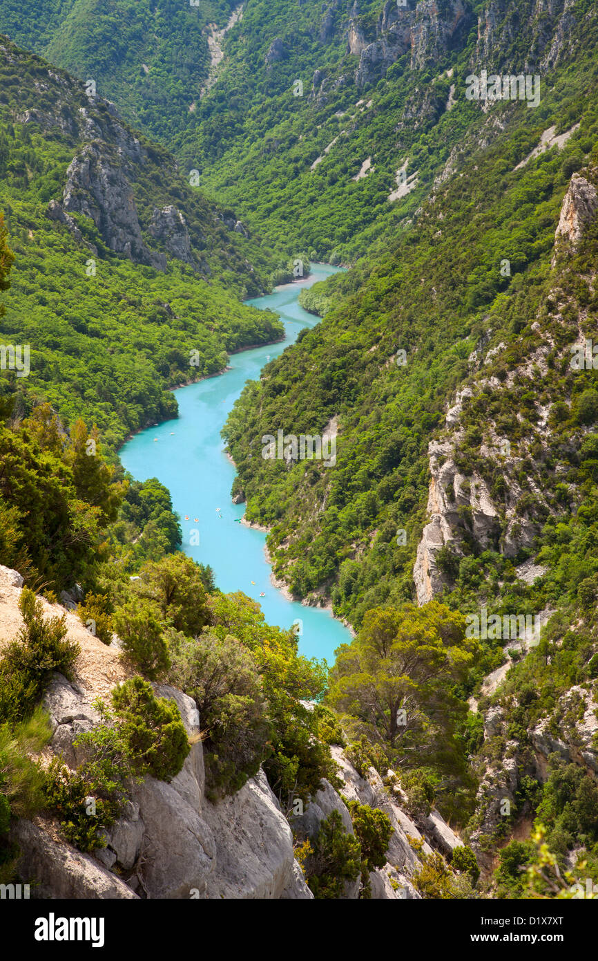 Felsklippen und türkisfarbenem Wasser des Gorges du Verdon, Provence Frankreich Stockfoto