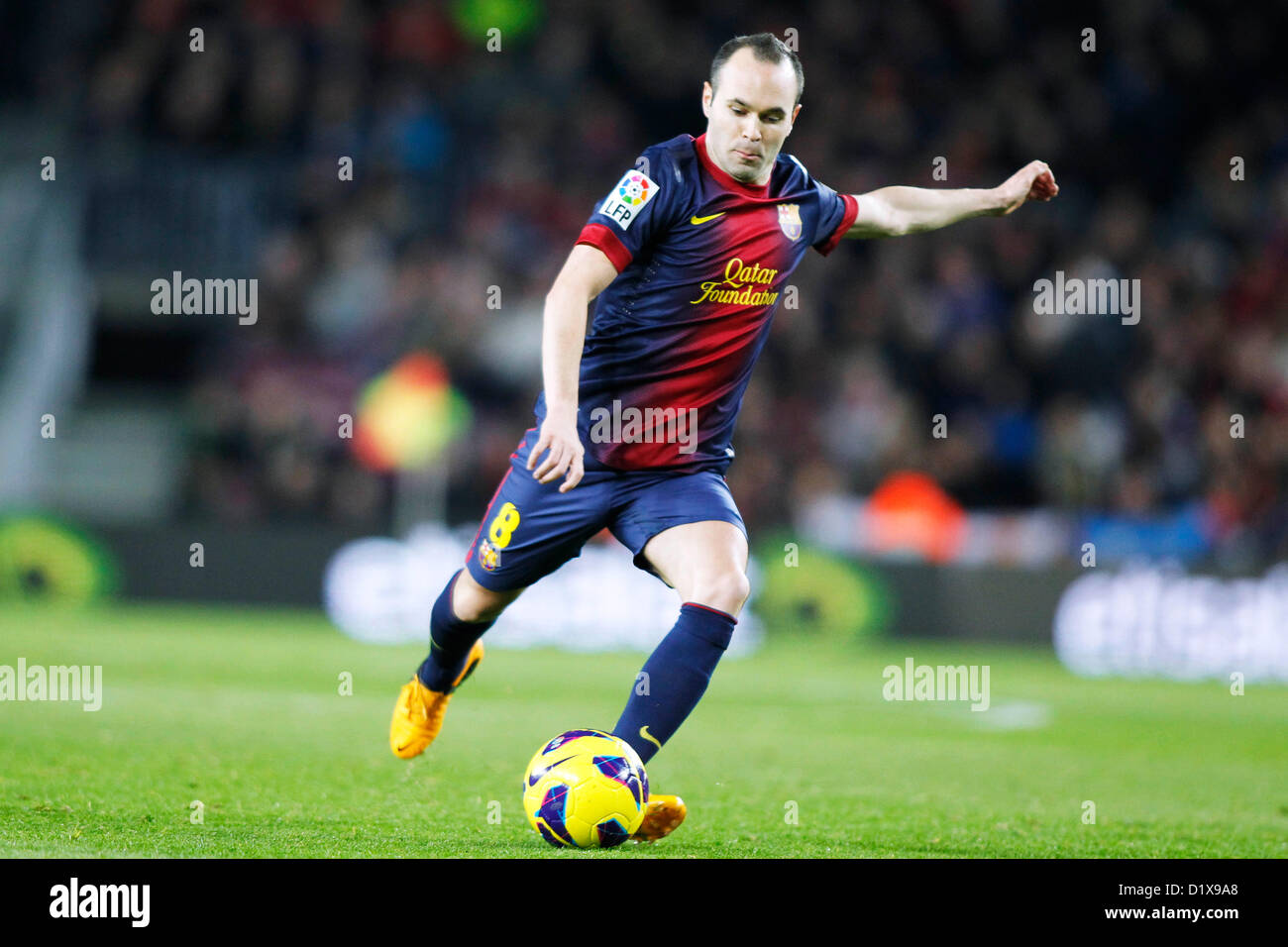 Andres Iniesta (Barcelona), 6. Januar 2013 - Fußball / Fußball: Spanisch "Liga Espanola" match zwischen FC Barcelona 4: 0 RCD Espanyol Barcelona im Camp Nou in Barcelona, Spanien. (Foto von D.Nakashima/AFLO) Stockfoto