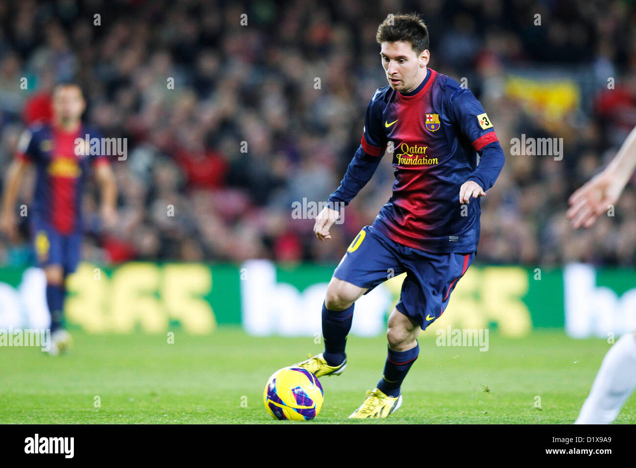 Lionel Messi (Barcelona), 6. Januar 2013 - Fußball / Fußball: Spanisch "Liga Espanola" match zwischen FC Barcelona 4: 0 RCD Espanyol Barcelona im Camp Nou in Barcelona, Spanien. (Foto von D.Nakashima/AFLO) Stockfoto