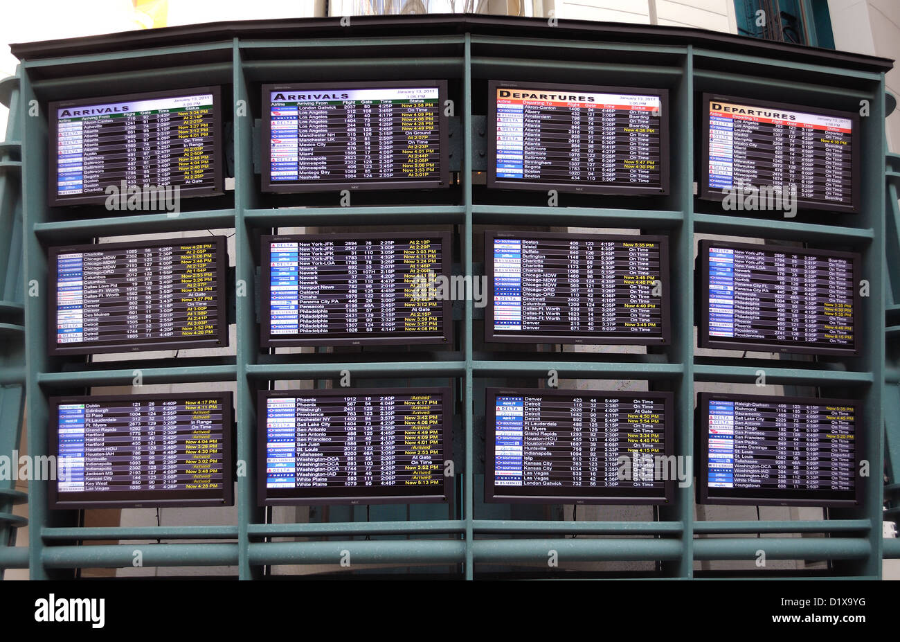 Flughafen-Ankunft und Abreise planen board Stockfoto