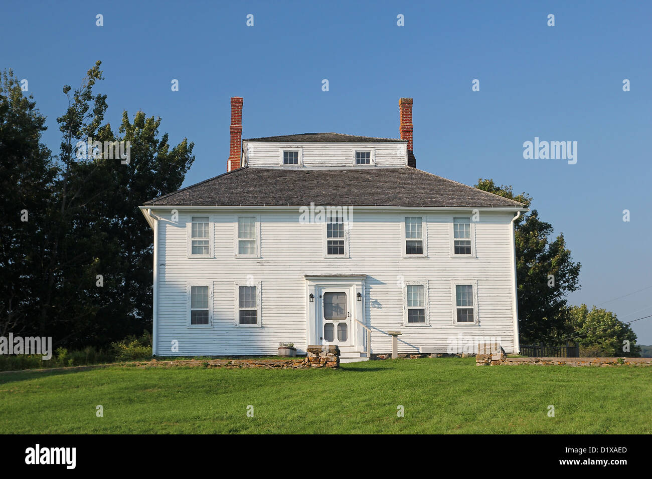 Der Fort Haus, Colonial Pemaquid State Historic Site, neue Harbor, Maine Stockfoto