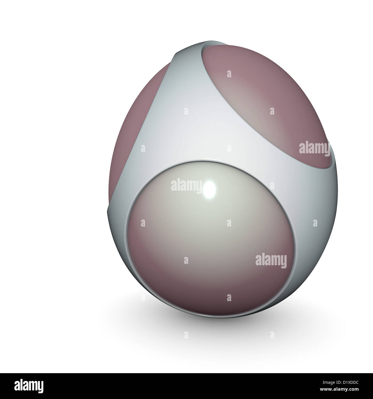 3D Rendering eines silbernen alien Techno-Ei-Objekts Stockfoto