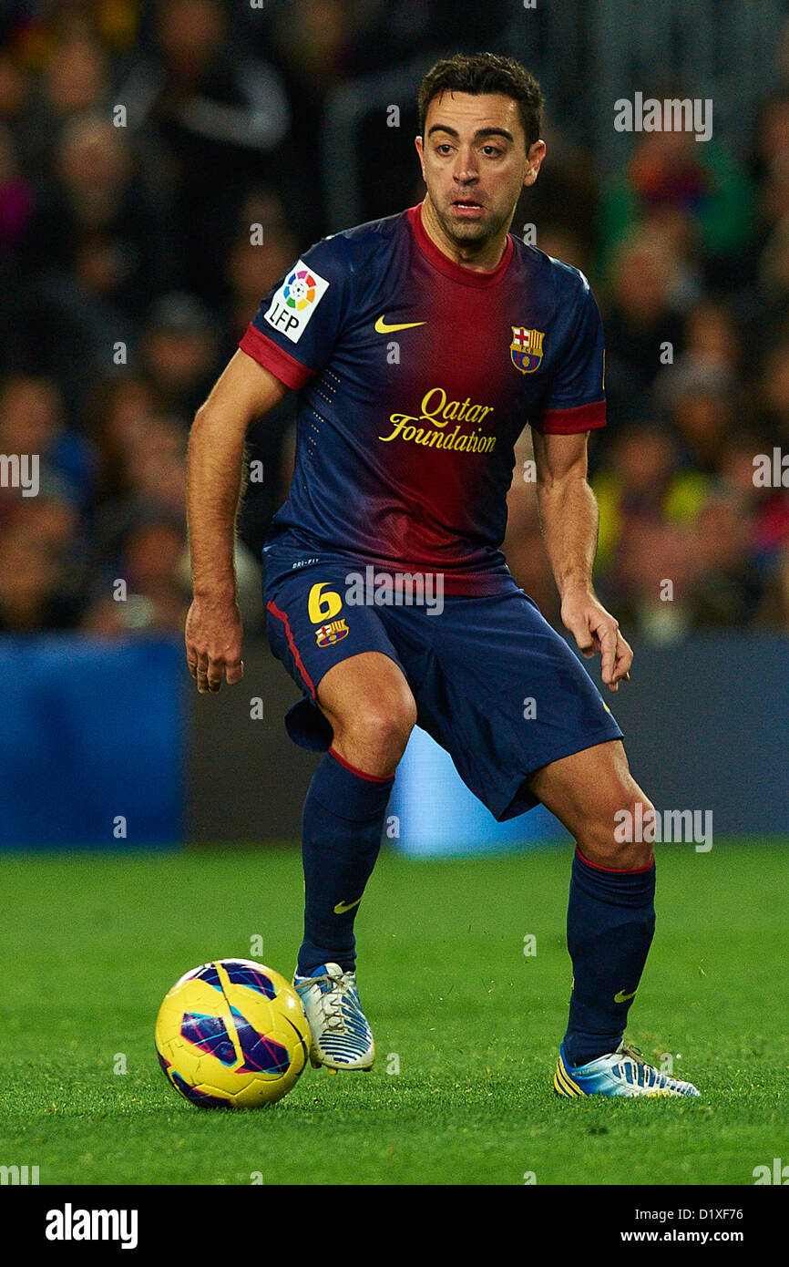 Xavi Hernandez (FC Barcelona), während La Liga Fußballspiel zwischen FC Barcelona und RCD Espanyol, im Camp Nou in Barcelona, Spanien, Sonntag, 6. Januar 2013. Foto: S.Lau Stockfoto