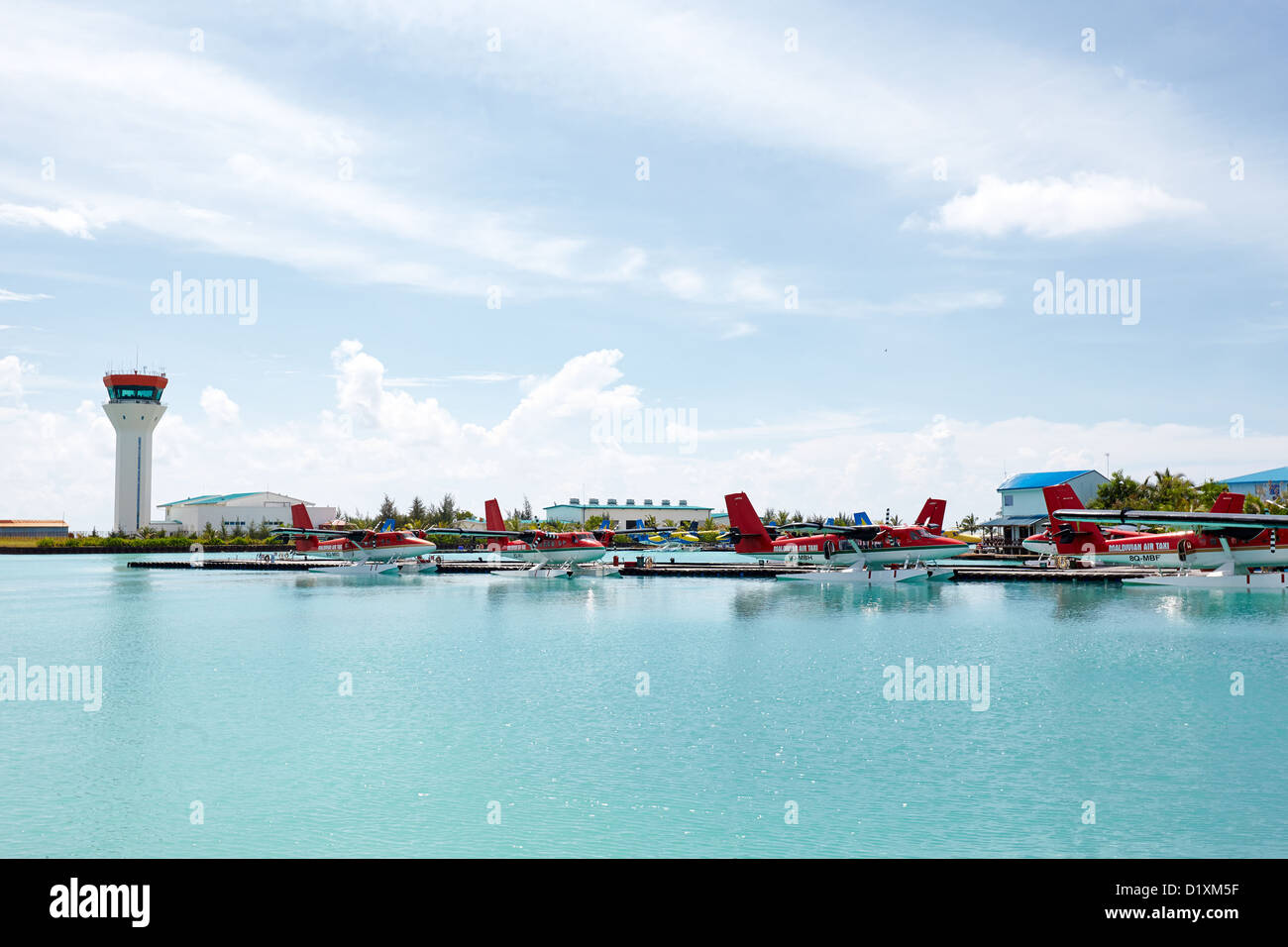 Maldivian Air Taxi Wasserflugzeuge im Malé International Airport-Terminal auf den Malediven Stockfoto