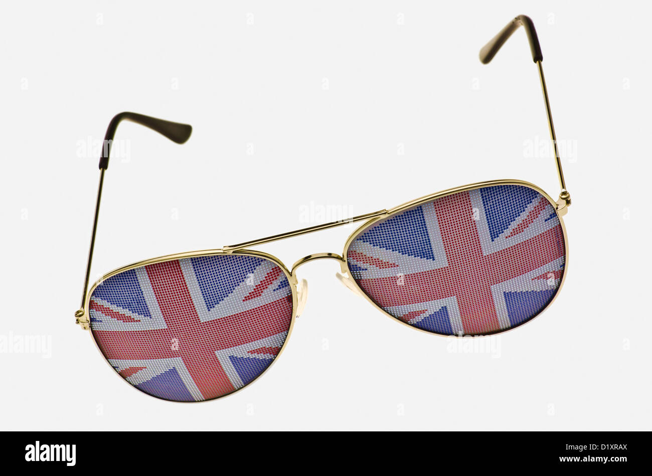 Union Jack Pilotenbrille. Stockfoto