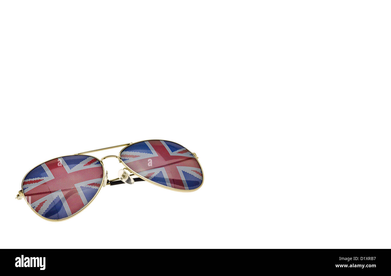 Union Jack Pilotenbrille. Stockfoto