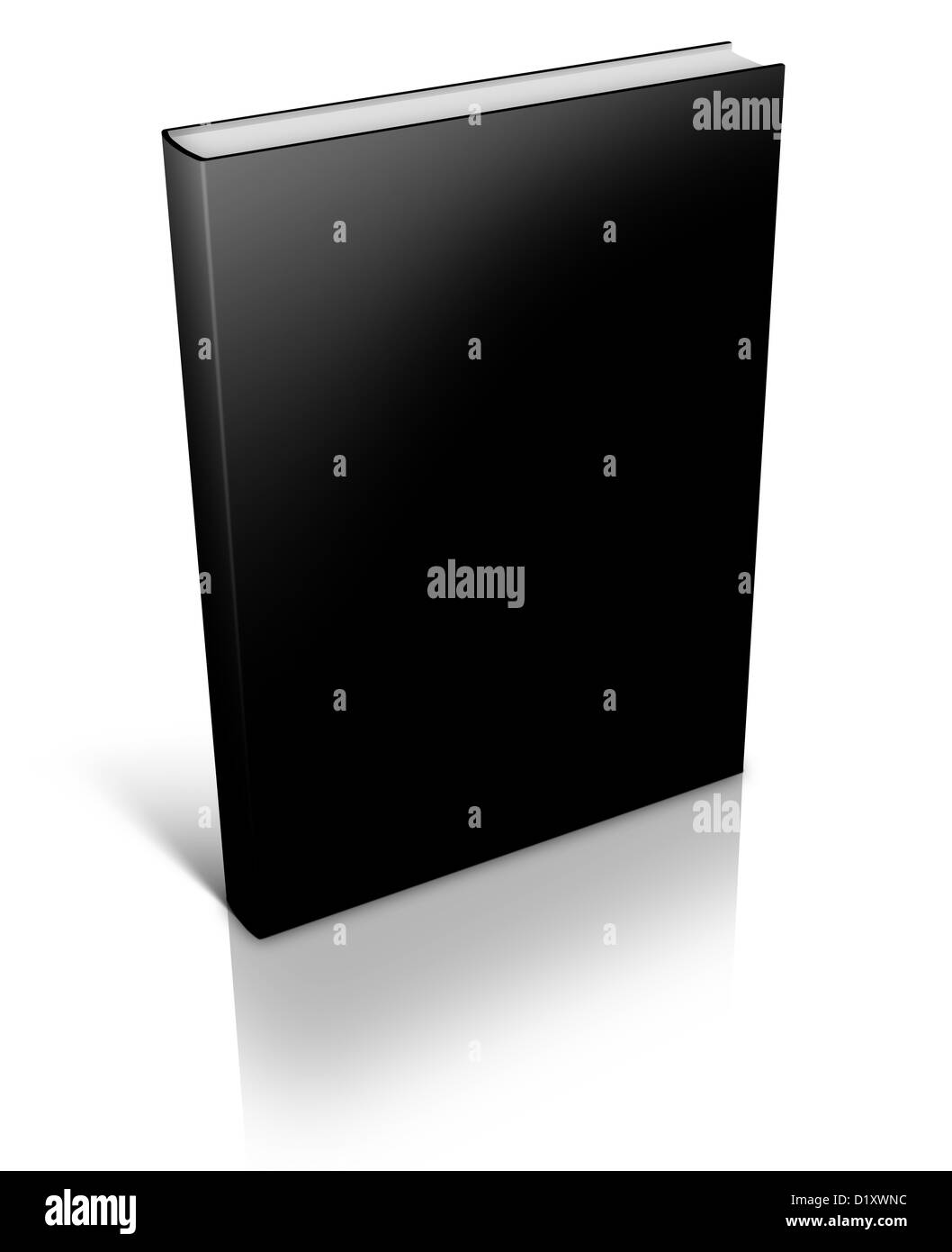 3D Schwarz Hard Cover Buch Whith Schatten auf weißem Hintergrund Stockfoto