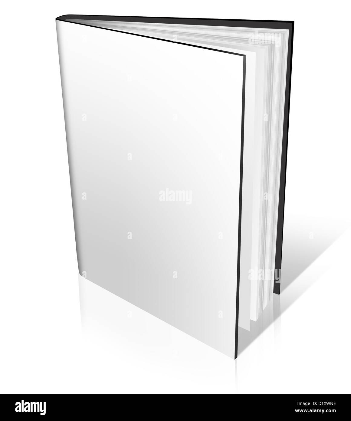 3D weiße leere schwer decken Buch offen auf weißem Hintergrund Stockfoto