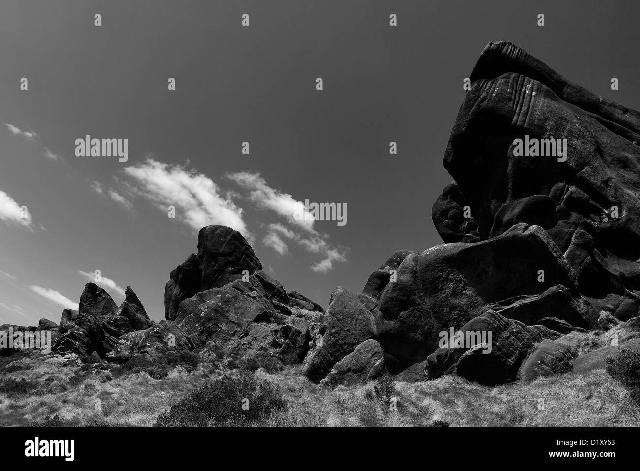 Sommer-Blick auf die Felsformationen des Ramshaw Felsen, Staffordshire, England, UK Stockfoto