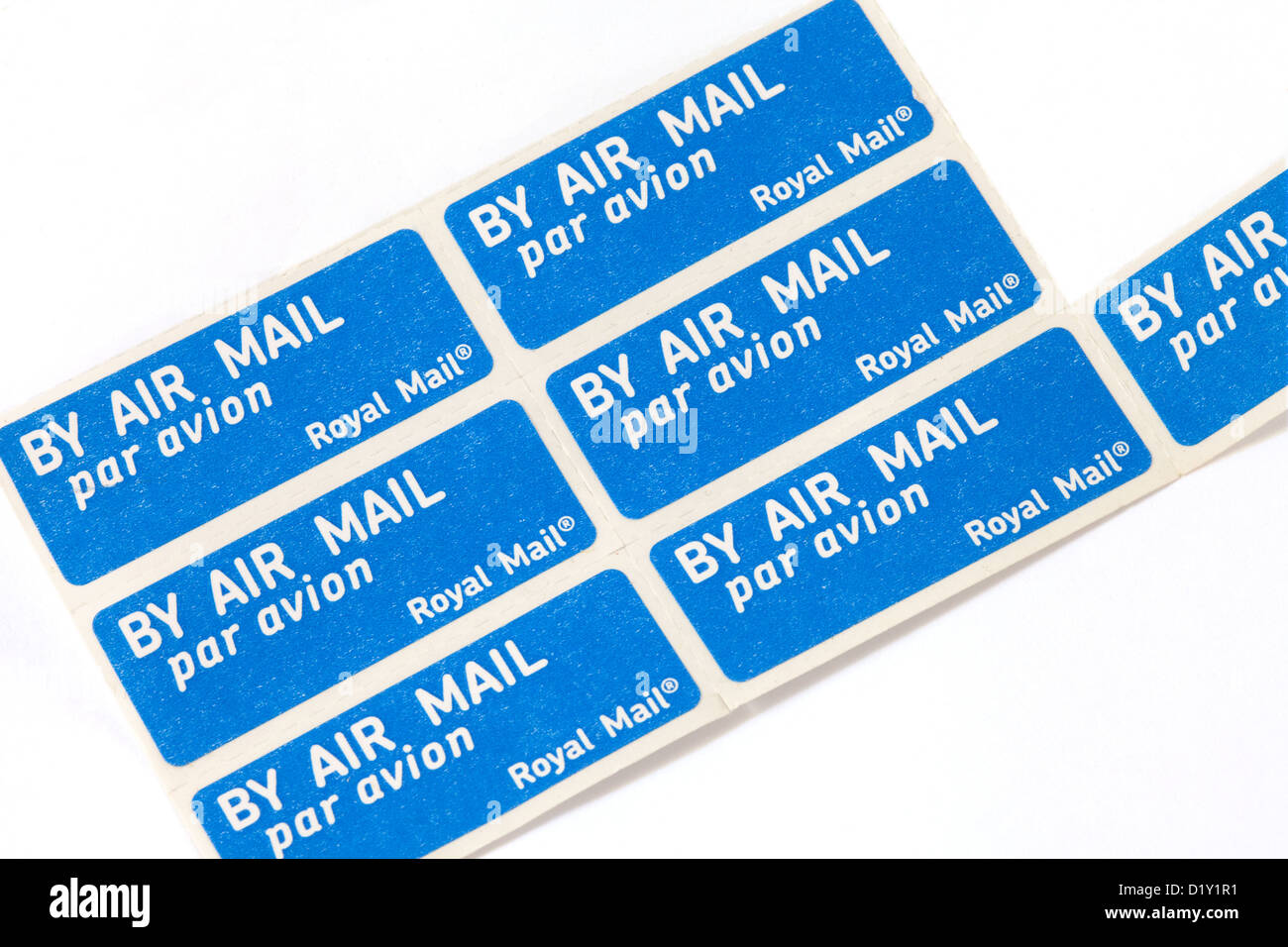 Air mail Par Avion Buchstaben Stempel Stempel Aufkleber Aufkleber, UK Stockfoto