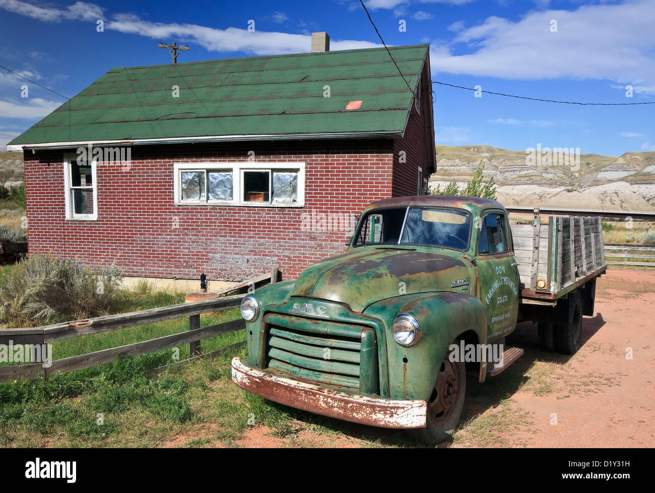 Alten Pickup-Truck, Atlas Coal Mine National Historic Site, Osten Coulee, Alberta, Kanada Stockfoto