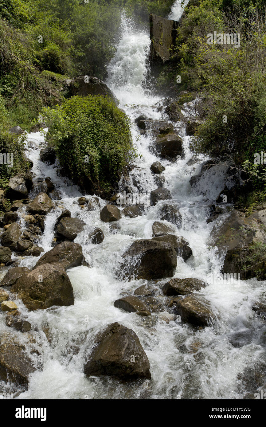 Fließendes Wasser bei Nuranang fällt oder Jang fällt, Arunachal Pradesh, Indien. Stockfoto