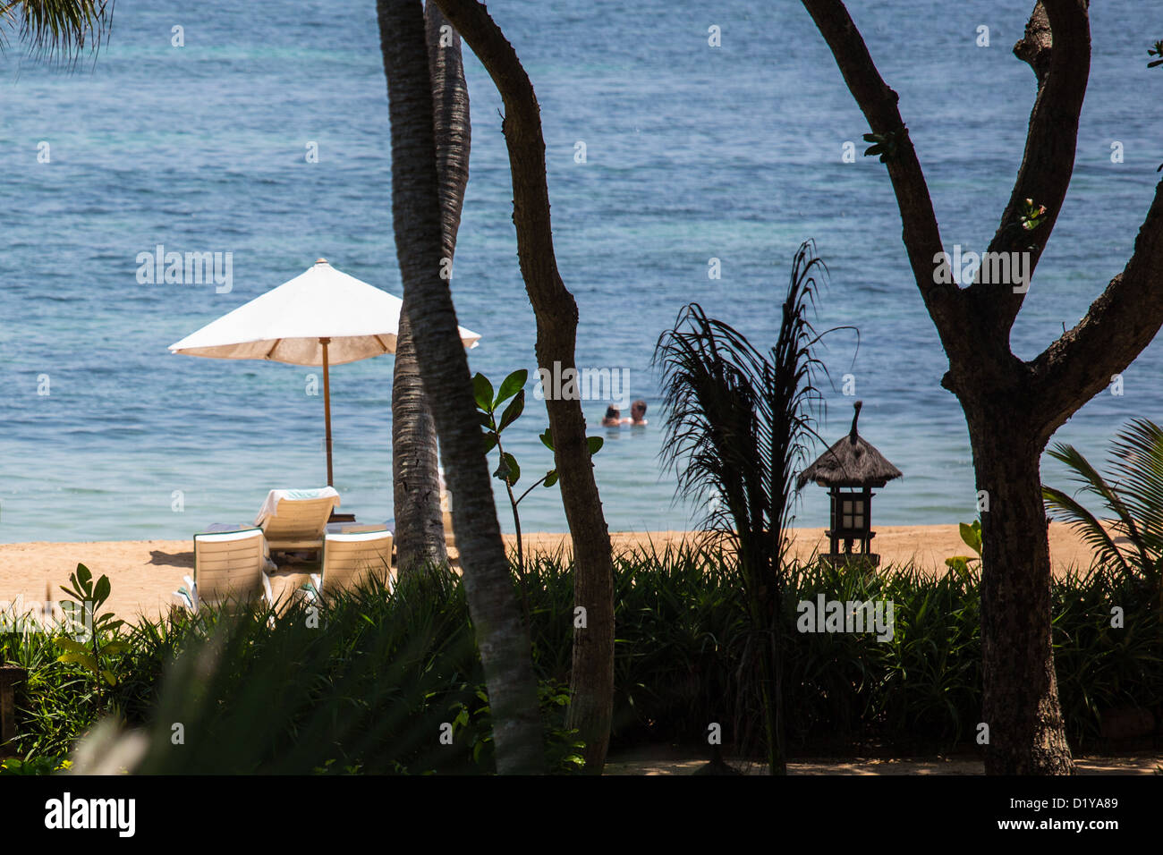 Strand von Hyatt Regency Sanur, Bali, Indonesien Stockfoto