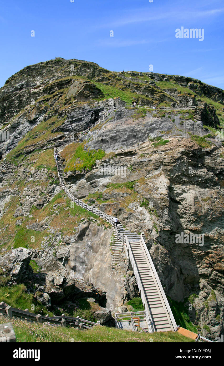 Die Insel mit Schritten (EH) Tintagel Cornwall England UK Burg Stockfoto