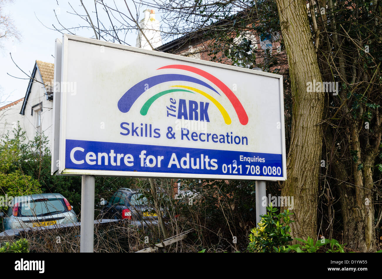 Zeichen für die Arche Fähigkeiten und Erholungszentrum für Erwachsene in Acocks Green, Birmingham Stockfoto