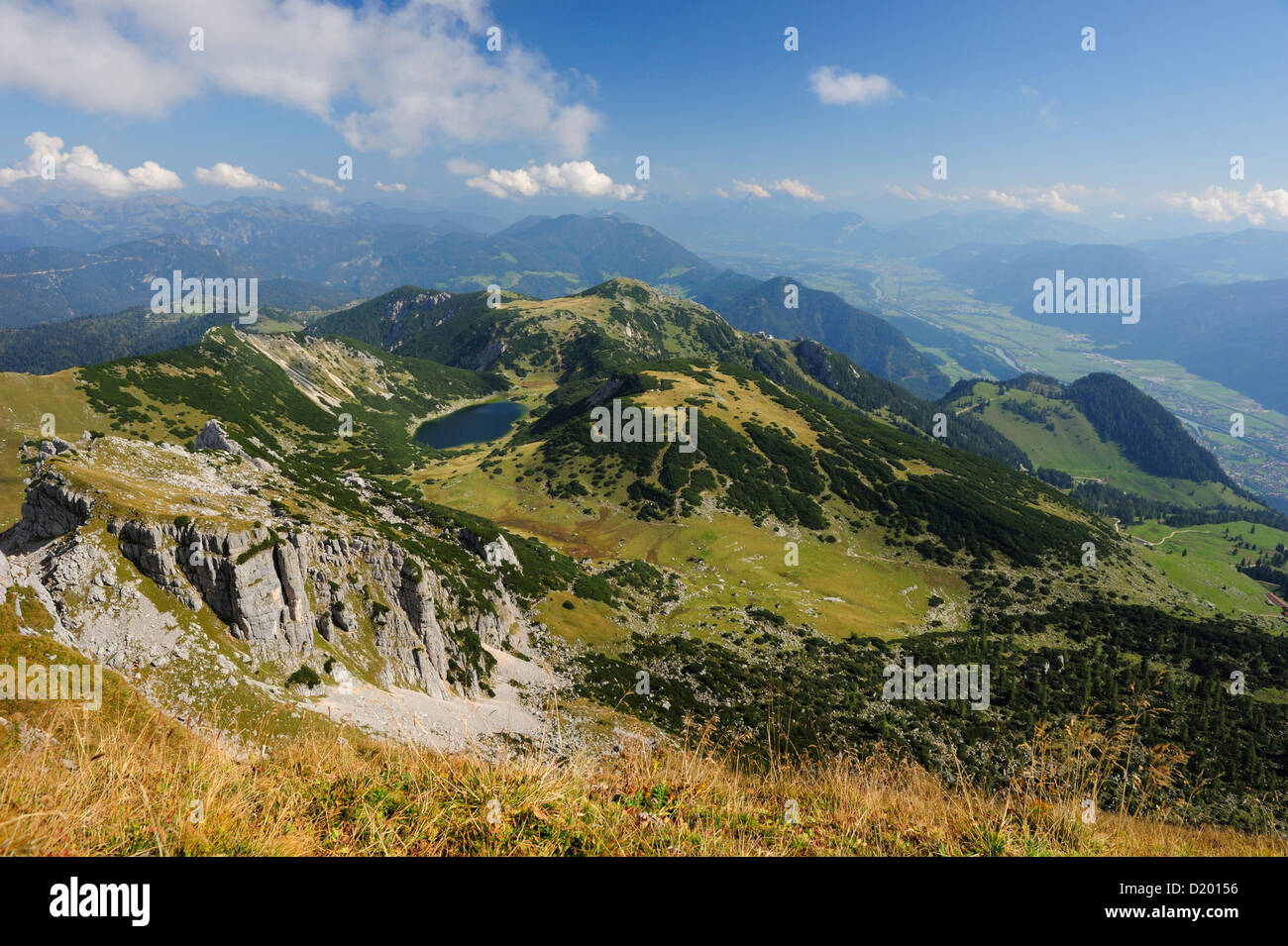 Den Zireiner See und Inn Tal, Rofan Reichweite, Brandenberg Alpen, Tirol, Österreich Stockfoto