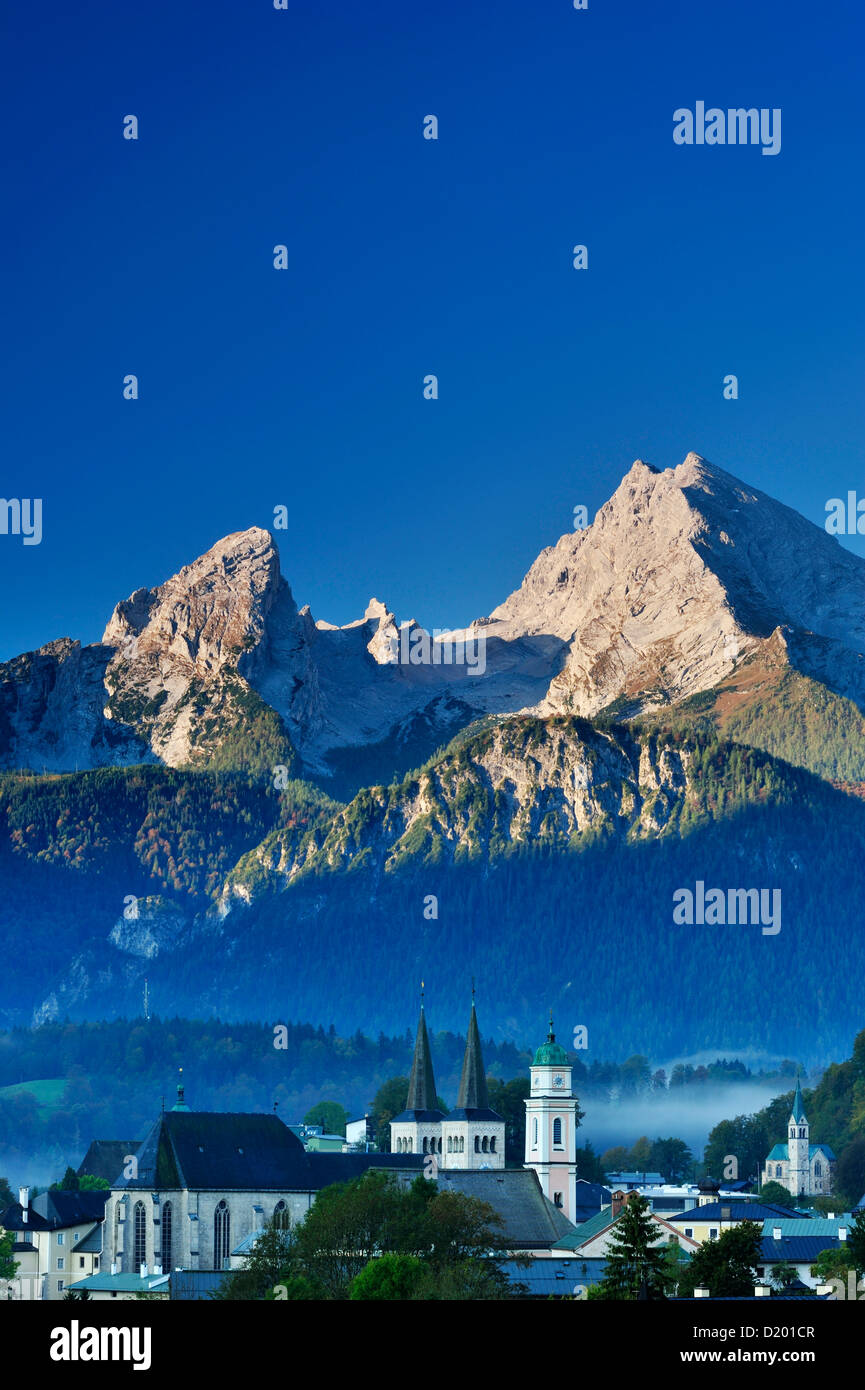 Berchtesgaden mit Watzmann, Berchtesgadener Alpen, Berchtesgaden, Upper Bavaria, Bayern, Deutschland Stockfoto
