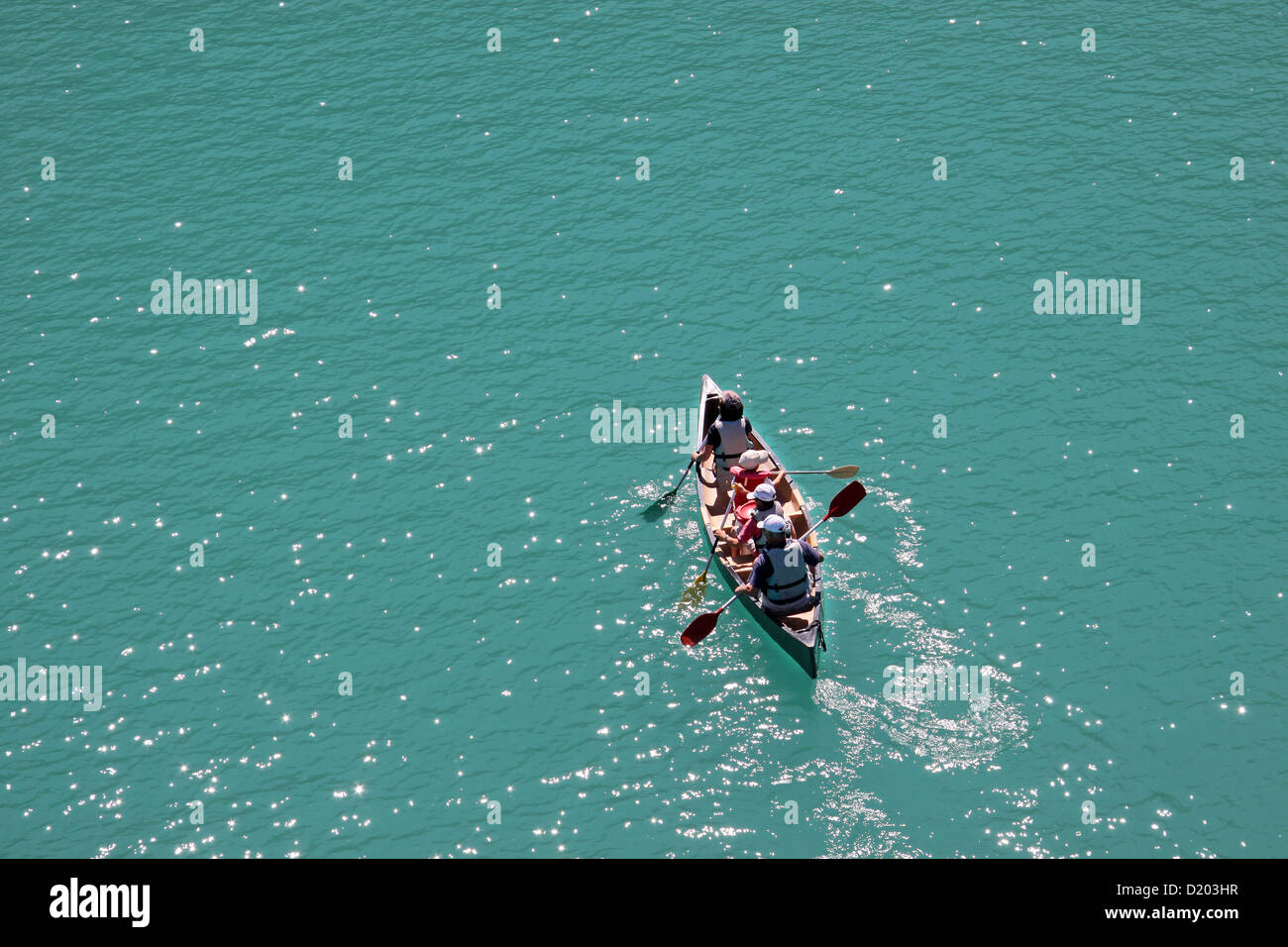 Verdon-Schlucht am Lac de Sainte-Croix, in Aiguines, Provence, Frankreich Stockfoto