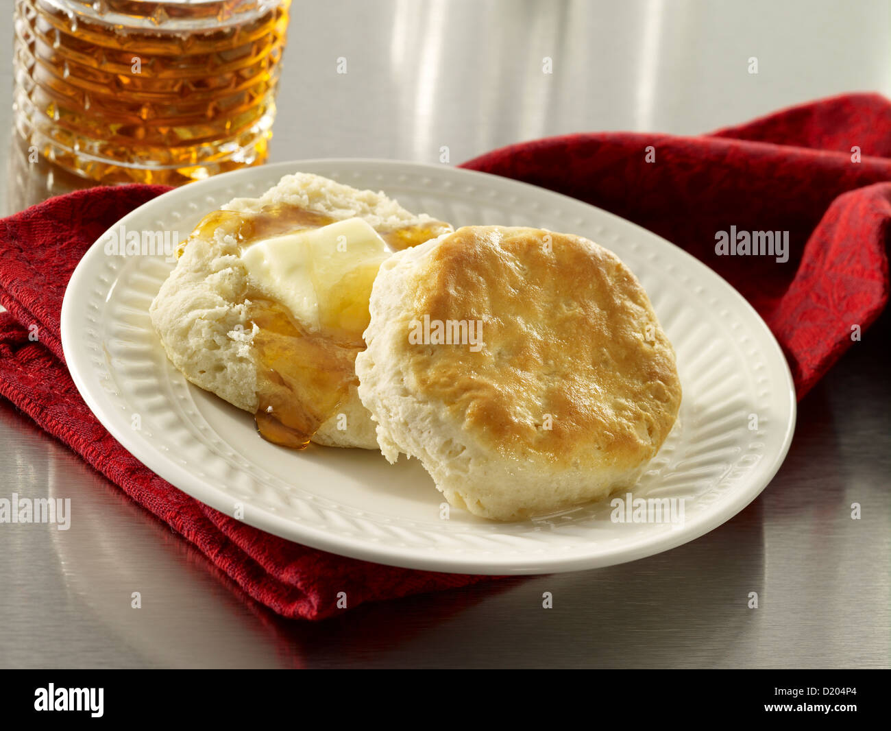 Keks mit zerlassener Butter und Honig Stockfoto