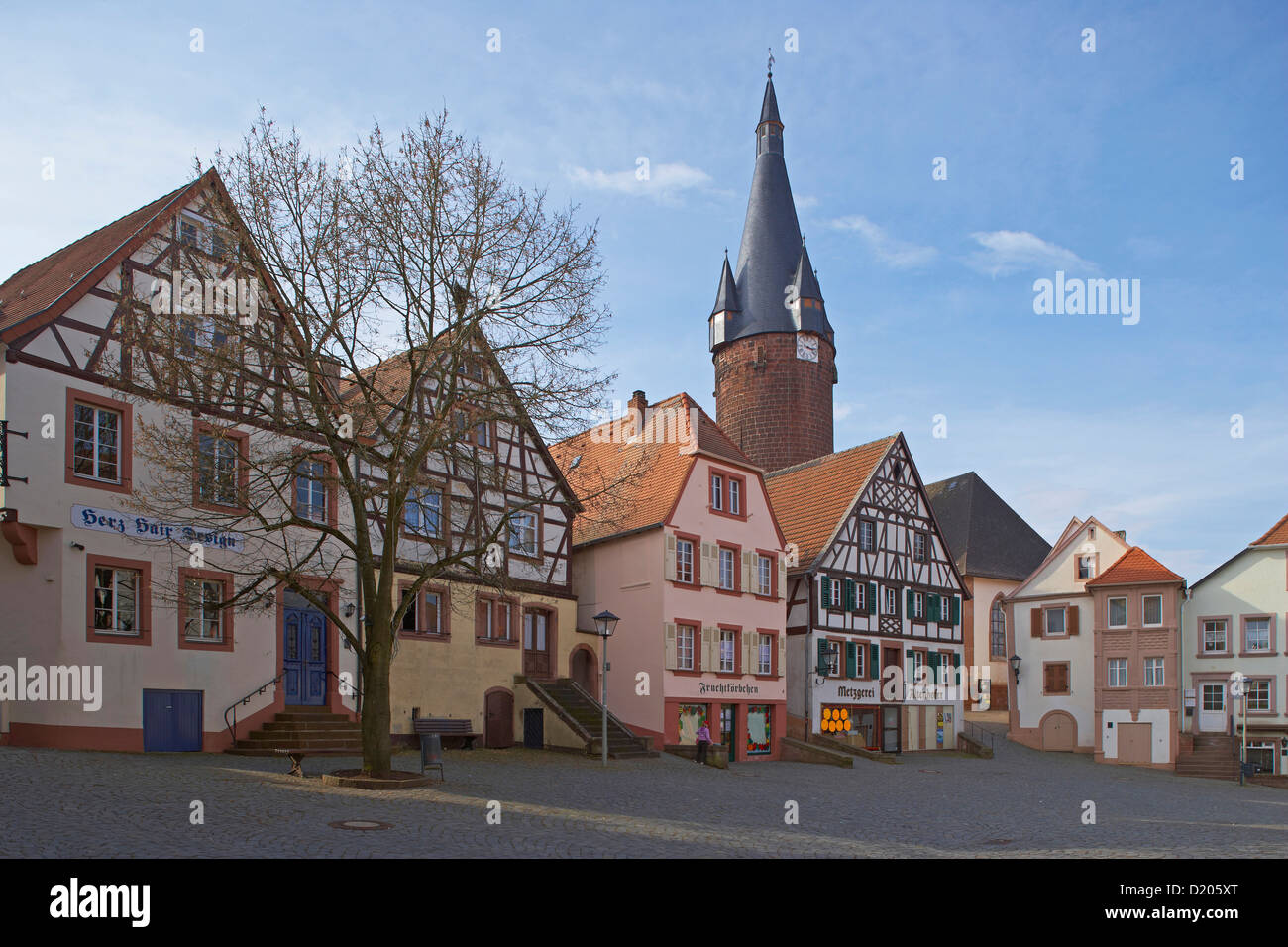 Häuser in der historischen Altstadt von Ottweiler, Saarland, Deutschland, Europa Stockfoto