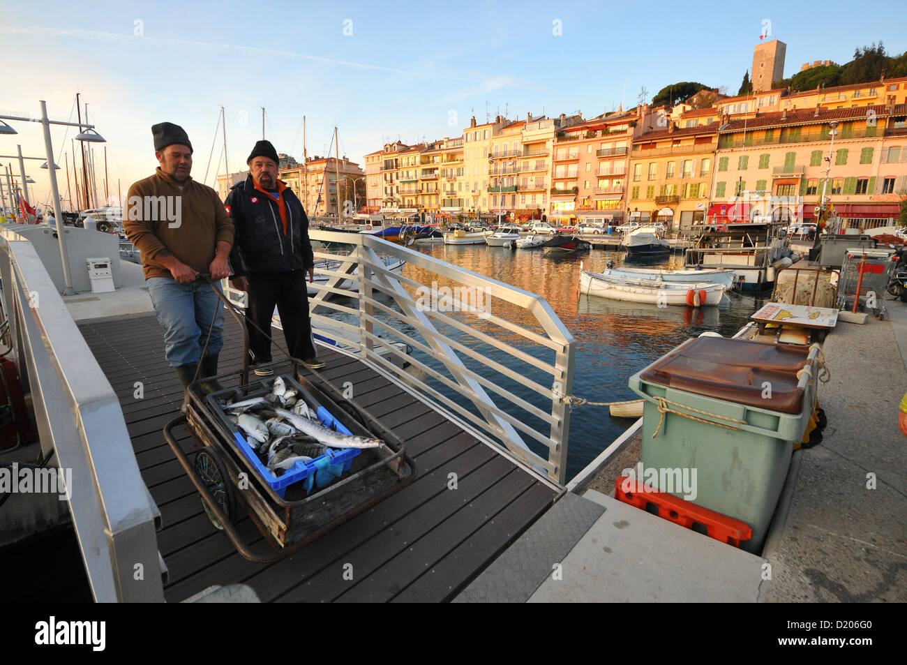 Fischer mit ihrem Fang am alten Hafen von Cannes, Côte d ' Azur, Südfrankreich, Europa Stockfoto