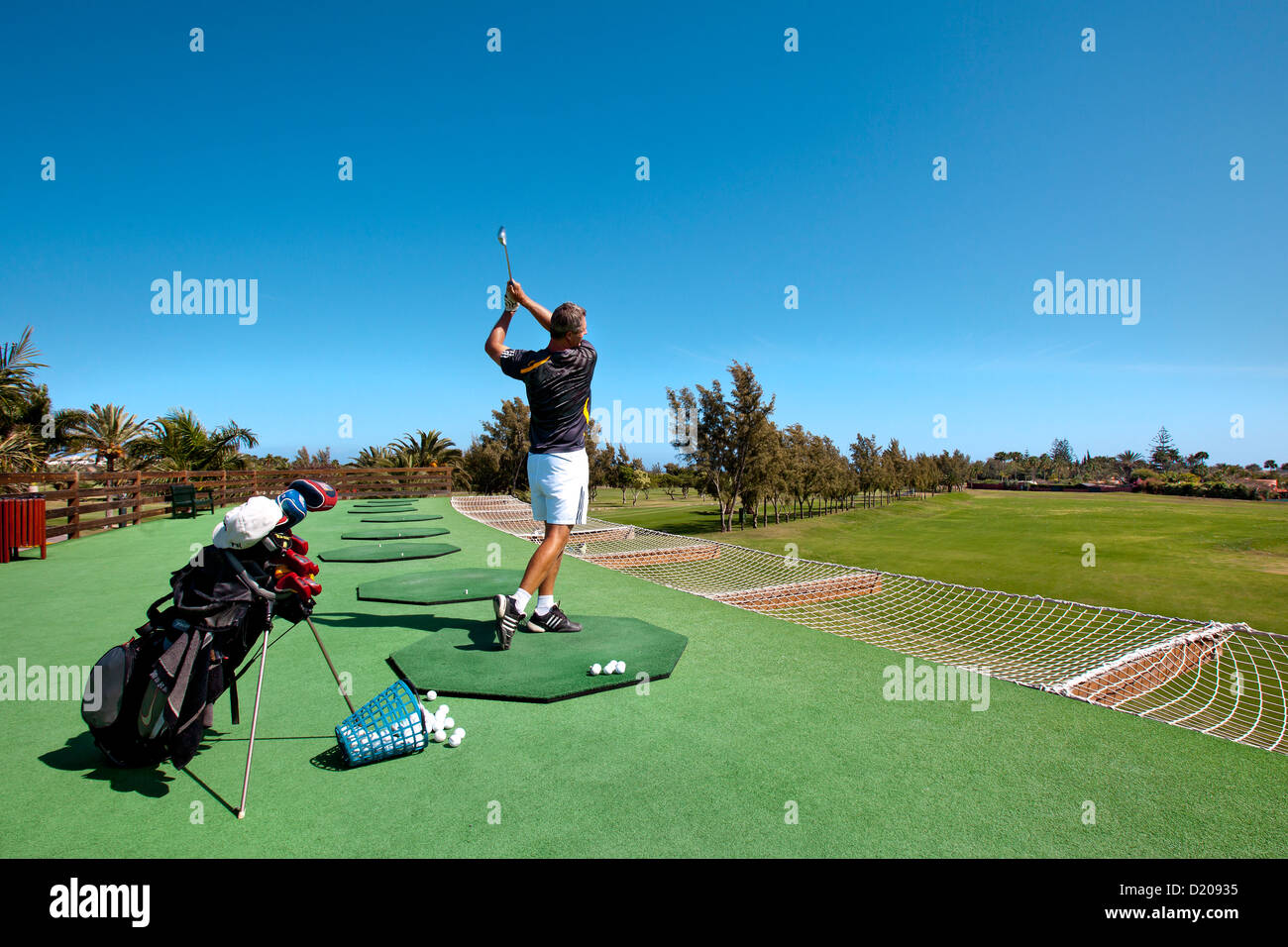 Golfspieler auf dem Golfplatz, Maspalomas, Gran Canaria, Kanarische Inseln, Spanien, Europa Stockfoto