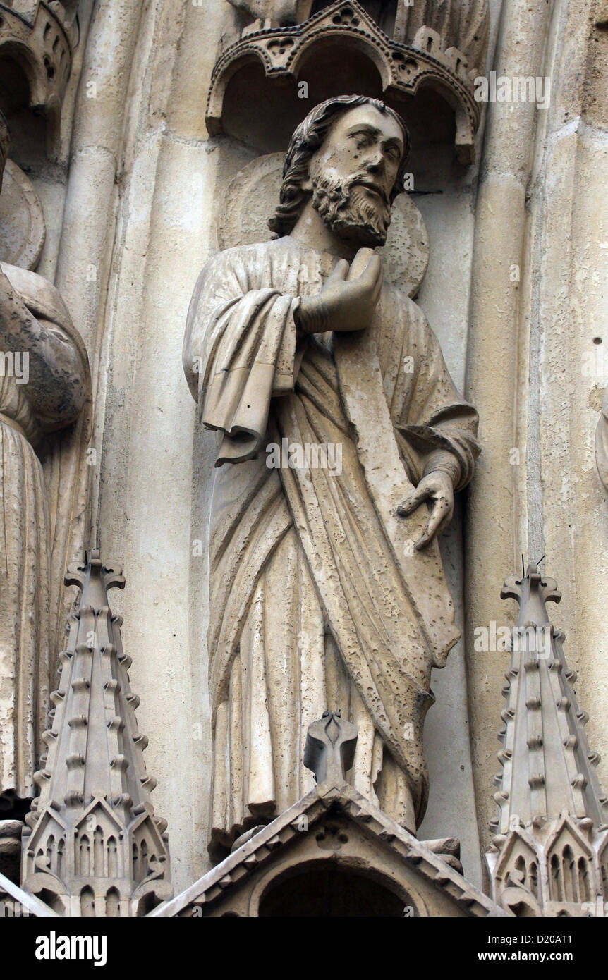 Paris, Kathedrale Notre-Dame, Portal der Jungfrau Stockfoto