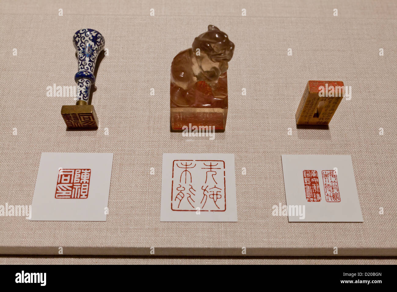 Geschnitzte chinesische Siegel - China, Qing-Dynastie Stockfoto