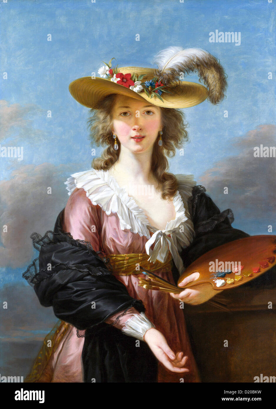 Louise Elisabeth Vigee Le Brun Self Portrait in Strohhut 1782. Die wichtigsten französischen Künstlerin Maler des 18. Jahrhunderts Stockfoto