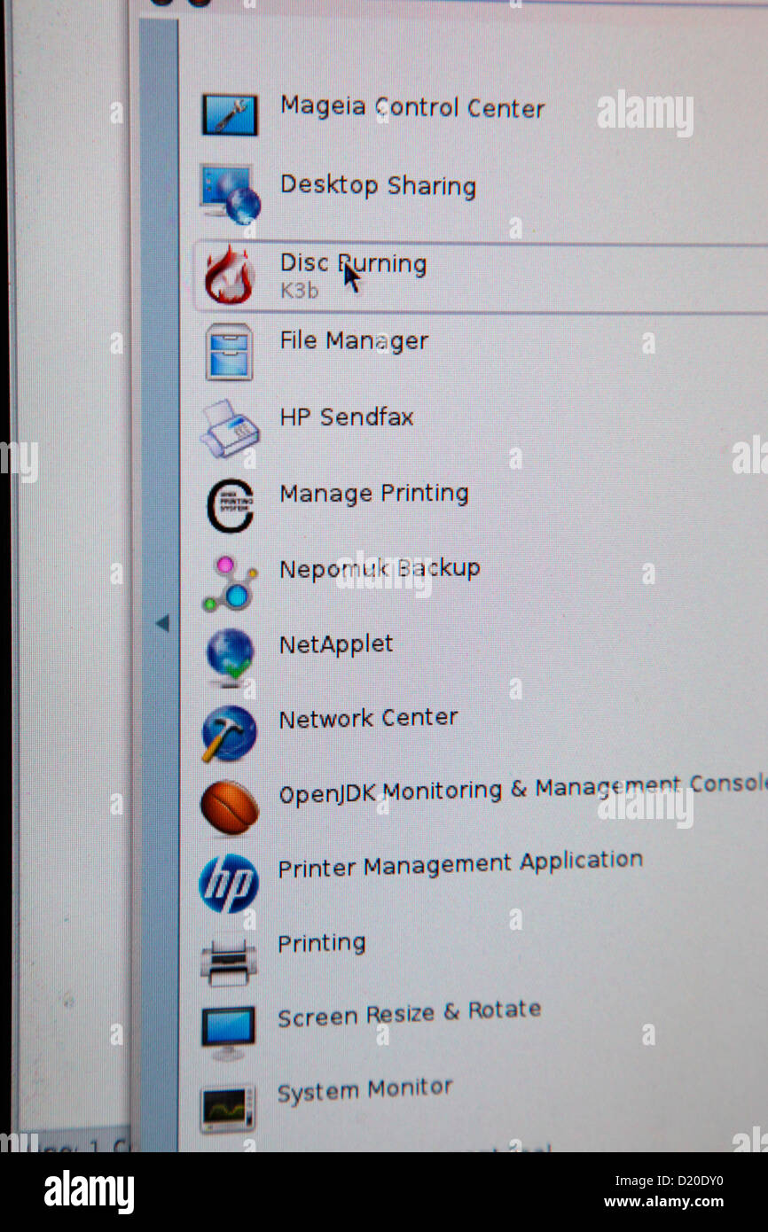 Screenshot - Betriebssystem Linux Mageia - Werkzeuge Stockfoto