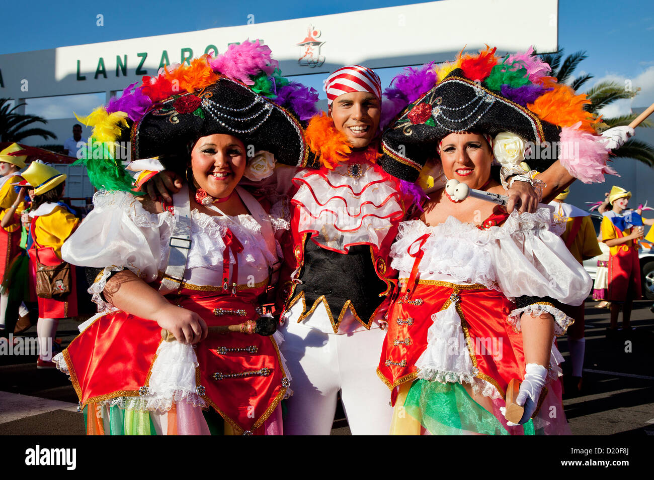 Verkleidete Menschen am Faschingsumzug, Arrecife, Lanzarote, Kanarische Inseln, Spanien, Europa Stockfoto